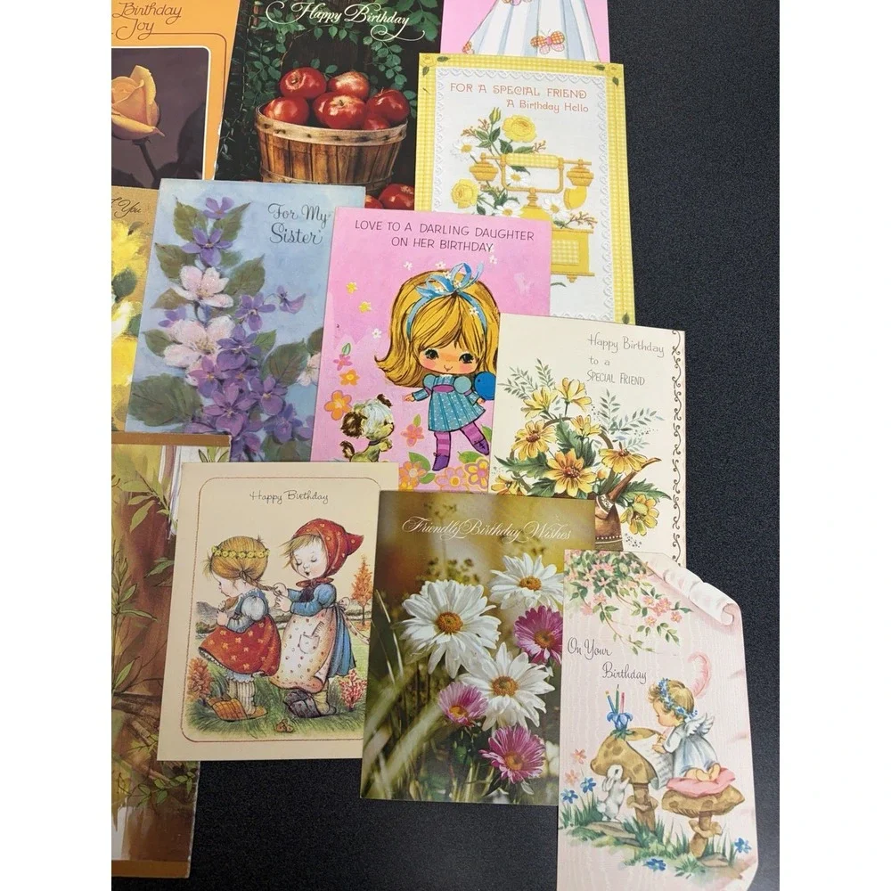 Vintage Birthday Cards Some Fronts ONLY Scrapbooking Crafts Decoupage Lot of 50+